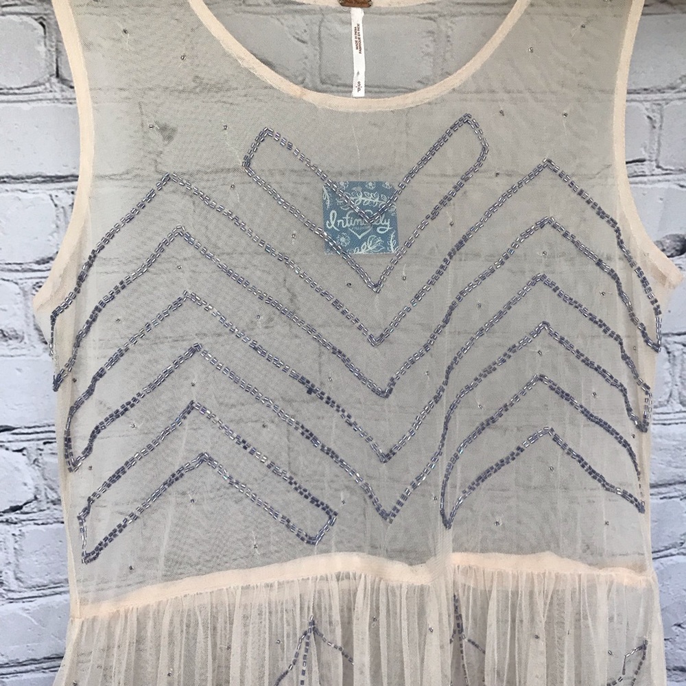NEW Free People Sheer Beaded Embellished Boho Slip Dress Small - Picture 5 of 8